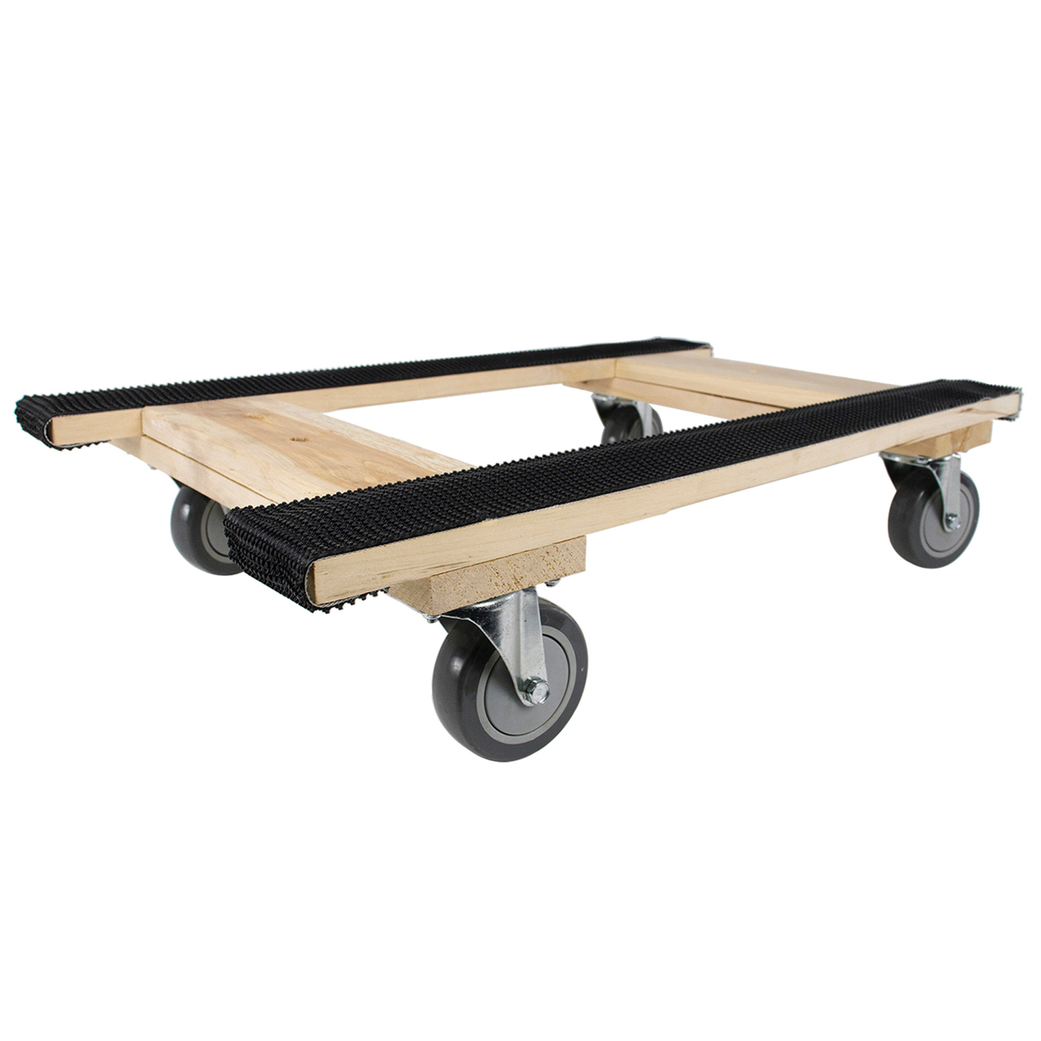 NK Furniture Movers Dolly, Rubber End Caps, Soft Gray Non-Marking TPR Wheels, 30 Length x 17 Width (4 TPR Wheels with Brakes)